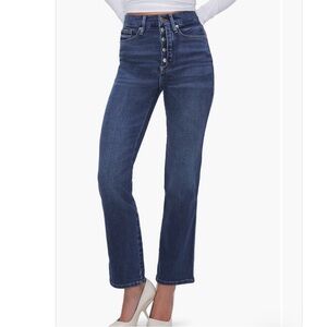Good American | Good Curve Exposed Button High Waist Straight Leg Jeans - EUC